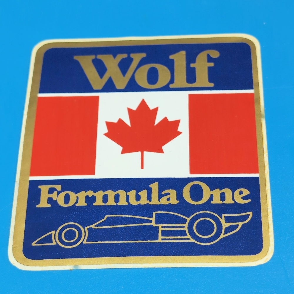 Vintage Walter Wolf Racing Formula One Sticker - Red, Blue, Gold 3x3.5